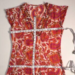 BOHO INDIAN SPICE BLOUSE 100% COTTON SLEEVELESS SIZE SMALL PINK ORANGE